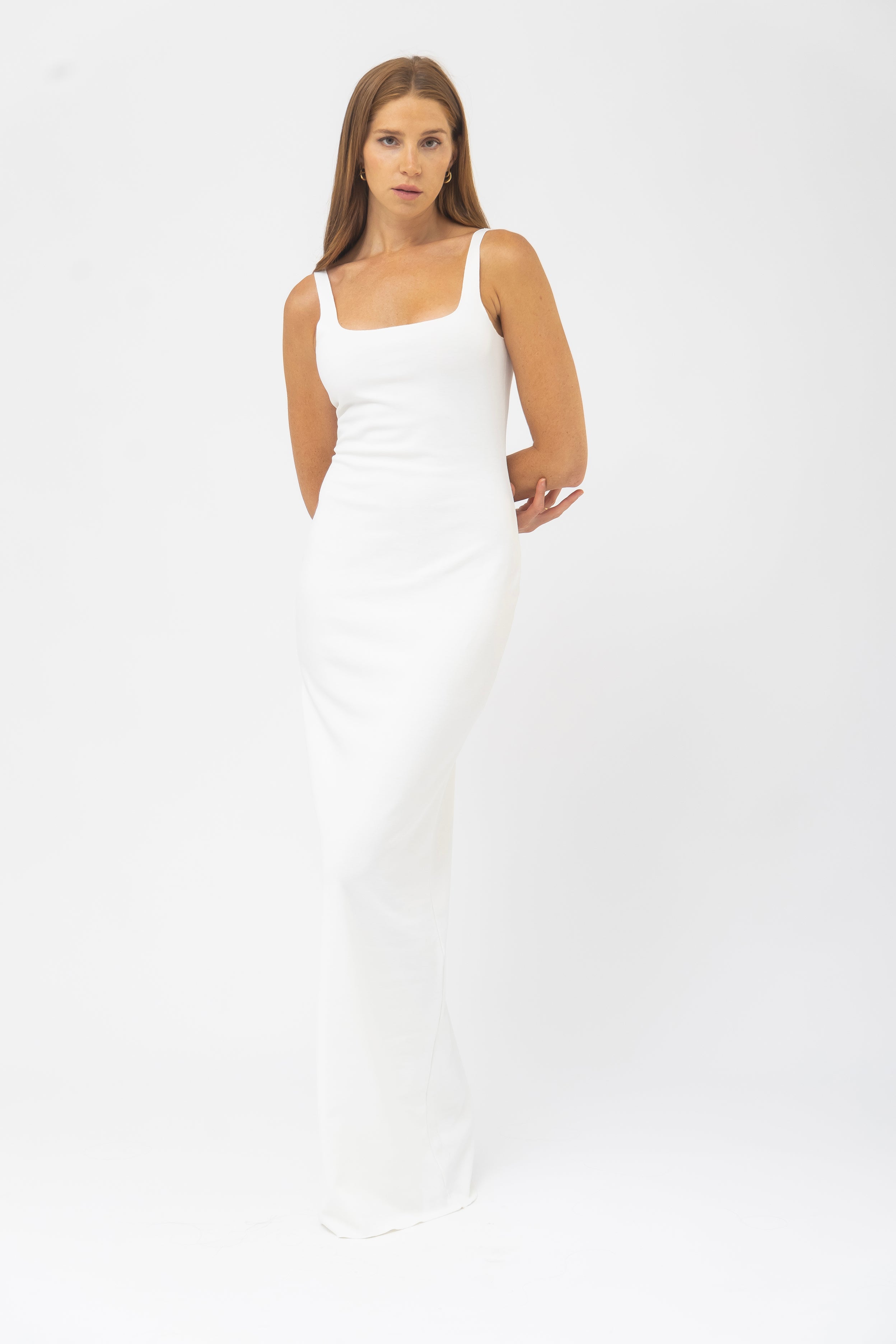 Milano Tall Maxi Dress in White Jersey – FIVETEN